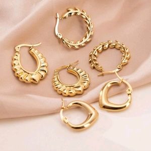 6pcs/set Vintage Stainless Steel Wheat Spike & Heart Design Earrings